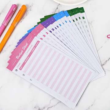 SKYDUE 60pcs Expense Tracker Budget Sheets for A6 Budget Binder,6-Holes Tracking Budget Sheets for Budget Planner