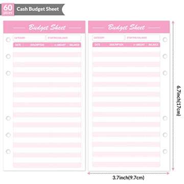 SKYDUE 60pcs Expense Tracker Budget Sheets for A6 Budget Binder,6-Holes Tracking Budget Sheets for Budget Planner