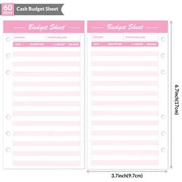 SKYDUE 60pcs Expense Tracker Budget Sheets for A6 Budget Binder,6-Holes Tracking Budget Sheets for Budget Planner