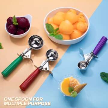 Ice Cream Scoop, Ice Cream Scooper Set Include Different Sizes, Heavy Duty Ice Cream Scoop with Trig...