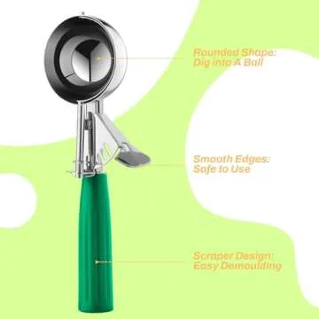 Ice Cream Scoop, Ice Cream Scooper Set Include Different Sizes, Heavy Duty Ice Cream Scoop with Trigger, Polishing Stainless Steel 18/8 Cookie Scoops for Baking, 3 Pcs of Ice Cream Sandwich Scoop