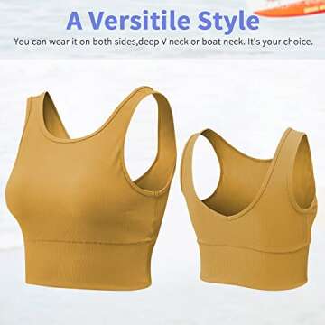 Climb Workout Crop Tank Tops for Women Solid Comfort Sleeveless Shirts Reversible Ribbed Tank Tops for Casual Sports Fitness Yoga (No Padded) Yellow XL