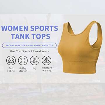 Climb Workout Crop Tank Tops for Women Solid Comfort Sleeveless Shirts Reversible Ribbed Tank Tops for Casual Sports Fitness Yoga (No Padded) Yellow XL