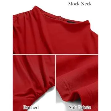 MIROL Women's 2025 Bodycon Maxi Dress Mock Neck Side Slit Fall Long Sleeve Ruched Long Dress Red