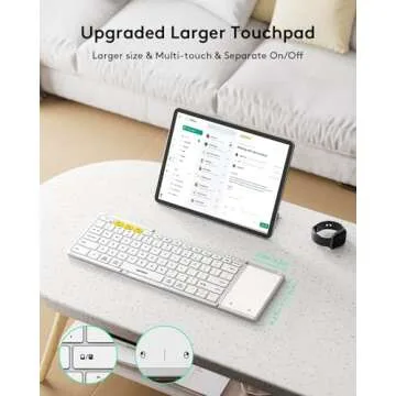 Samsers Foldable Bluetooth Keyboard with Touchpad, Full-Size Wireless Folding Keyboard with PU Leath...