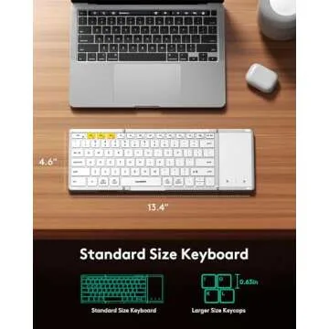 Samsers Foldable Bluetooth Keyboard with Touchpad, Full-Size Wireless Folding Keyboard with PU Leather, Portable Travel Keyboard for iOS Android Windows Mac OS, Support 3 Devices (BT5.1 x 3), Silver