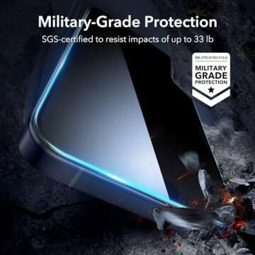 ESR 3 Pack for iPhone 15 Pro Screen Protector, [9H Hardness] [Military Grade Shatterproof] Full Coverage Tempered Glass Film with Easy Installation Tool