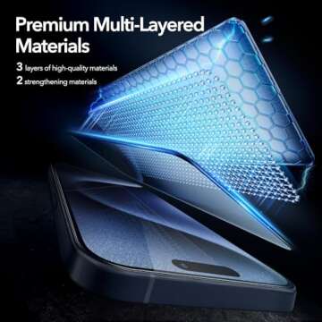 ESR 3 Pack for iPhone 15 Pro Screen Protector, [9H Hardness] [Military Grade Shatterproof] Full Coverage Tempered Glass Film with Easy Installation Tool