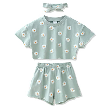 WESIDOM Toddler Girl Clothes Set - 3pcs Summer Floral Outfit