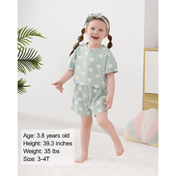 WESIDOM Toddler Girl Outfit Set with Floral Print Shorts