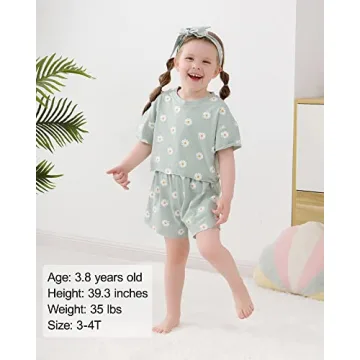 WESIDOM Toddler Girl Outfit Set with Floral Print Shorts