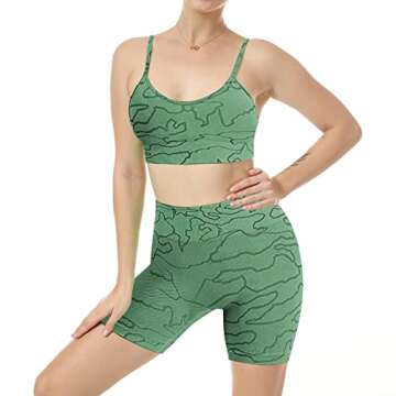 Women Seamless Yoga Set 2 Piece Workout Sport Bra with High Waist Shorts Legging Outfit Tracksuit.JN...