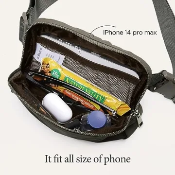 ODODOS Unisex Mini Belt Bag with Adjustable Strap Small Fanny Pack for Workout Running Traveling Hiking, Dark Umber