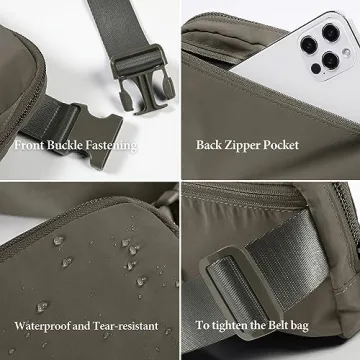 ODODOS Unisex Mini Belt Bag with Adjustable Strap Small Fanny Pack for Workout Running Traveling Hiking, Dark Umber