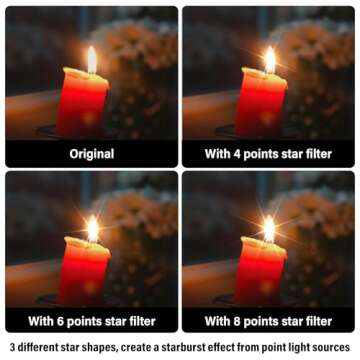 Walking Way 67mm Star Filter Sparkel 4,6,8 Points Filter Set Variable Starburst Filter with 3 Pocket Filter Case for Canon Nikon Sony Olympus DSLR