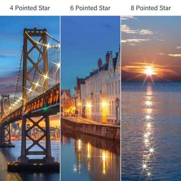 Walking Way 67mm Star Filter Sparkel 4,6,8 Points Filter Set Variable Starburst Filter with 3 Pocket Filter Case for Canon Nikon Sony Olympus DSLR