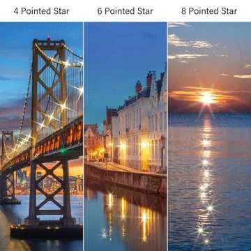 Walking Way 67mm Star Filter Sparkel 4,6,8 Points Filter Set Variable Starburst Filter with 3 Pocket Filter Case for Canon Nikon Sony Olympus DSLR