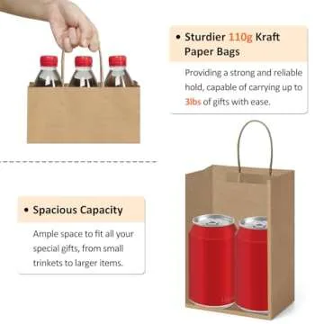 BagDream Kraft Paper Bags 25Pcs 5.25x3x8 Inches Small Paper Gift Bags with Handles Party Favor Bags Shopping Bags Brown Gift Bags Paper Sacks