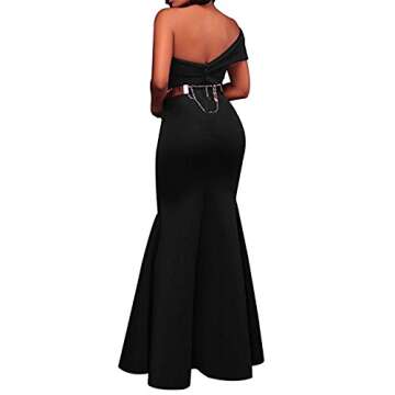 Women's Sexy One Shoulder Ponti Gown Mermaid Evening Maxi Party Dress Black L