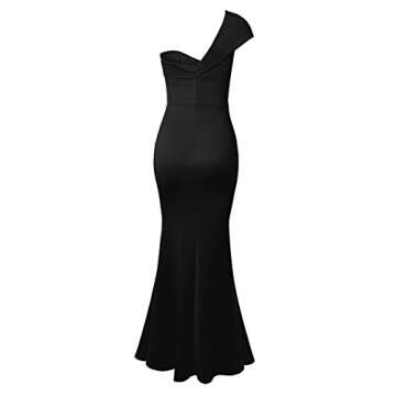 Women's Sexy One Shoulder Ponti Gown Mermaid Evening Maxi Party Dress Black L