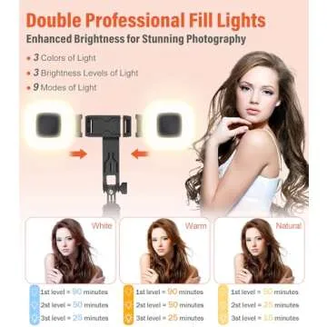 Funxee Selfie Stick Phone Tripod - 71 inch Tall Cell Phone Holder with Detachable Wireless Remote and 2 LED Lights for Recording, Video and Picture, Phone Stand for iPhone, Android, Camera & Gopro