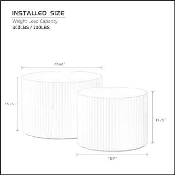 KEVINSPACE Nesting Coffee Table Set of 2, Modern Round Wooden Coffee Tables Luxury Side Table Circle...