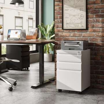 DEVAISE 3-Drawer Mobile File Cabinet (Under Office Desk), Assembled Except Casters, Fits Letter/Standard Sizes, White