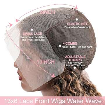 ETERNAL LOVELINESS 200% Density Honey Blonde Wig Human Hair 13x6 Ombre Lace Front Wigs for Black Women 4/27 Colored Hd Lace Water Wave Lace Front Wig Wet And Wavy 26 Inch