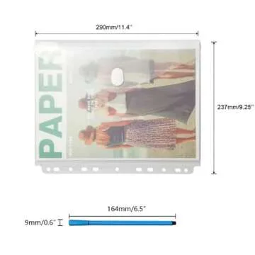 YoeeJob 11 Holes Clear Poly Envelope Binders Pocket Insert with Hook and Loop Closure Letter Size 10 Packs(Transparent)