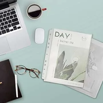 YoeeJob 11 Holes Clear Poly Envelope Binders Pocket Insert with Hook and Loop Closure Letter Size 10 Packs(Transparent)