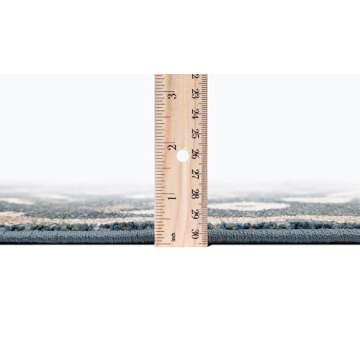 Jenni Yolo Home Louise Area Rug - 5'3" x 7' Blue Rectangle, Classic Floral with Scalloped Border, St...