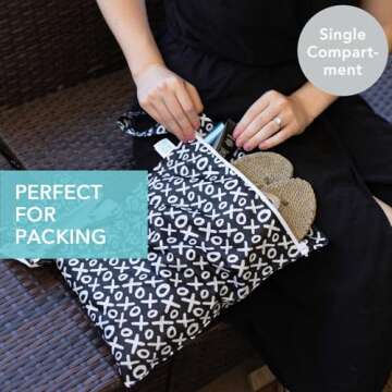 Bumkins Waterproof Wet Bag for Baby, Travel, Swim Suit, Cloth Diapers, Pump Parts, Pool, Gym, Toilet...