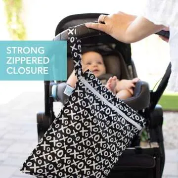Bumkins Waterproof Wet Bag for Baby, Travel, Swim Suit, Cloth Diapers, Pump Parts, Pool, Gym, Toiletry, Strap to Stroller, Daycare, Zip Reusable Bag, Wetdry Packing Pouch, 2-pk Hearts and XOXO