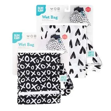 Bumkins Waterproof Wet Bag for Baby, Travel, Swim Suit, Cloth Diapers, Pump Parts, Pool, Gym, Toiletry, Strap to Stroller, Daycare, Zip Reusable Bag, Wetdry Packing Pouch, 2-pk Hearts and XOXO