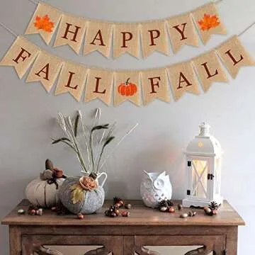 CRAWPROP Burlap Happy Fall Yall Banner Pumpkin Theme Party Supplies Thanksgiving Day Autumn Decorations