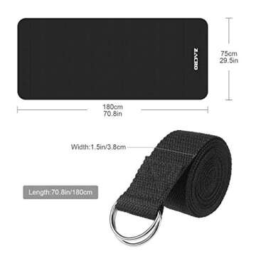 Zacro Protective Exercise Treadmill Mat - 5.9 x 2.46ft Heavy Duty Exercise Equipment and Treadmill Mats, Equipped with One Yoga Strap, Black