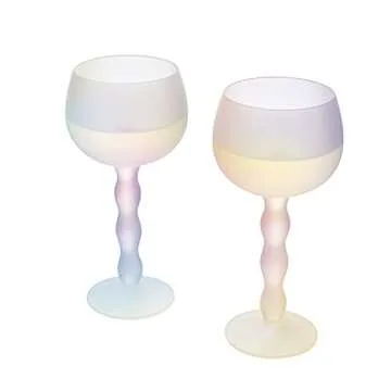Aesthetic Iridescent Cloud Elegant Crystal Wine & Water Glasses, Hand Blown, Premium Trendy Sand Blasted Glasses - Stemmed Red White Wine Glasses, 100% Lead-Free - Pinot Noir - 7 oz Rim Set of 2