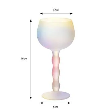 Aesthetic Iridescent Cloud Elegant Crystal Wine & Water Glasses, Hand Blown, Premium Trendy Sand Blasted Glasses - Stemmed Red White Wine Glasses, 100% Lead-Free - Pinot Noir - 7 oz Rim Set of 2