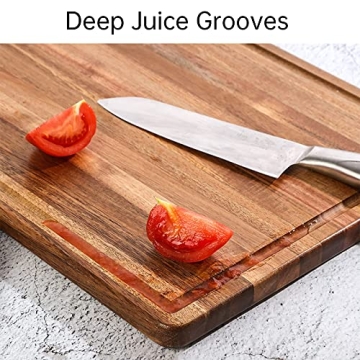 Large Acacia Wood Cutting Board for Kitchen - Caperci