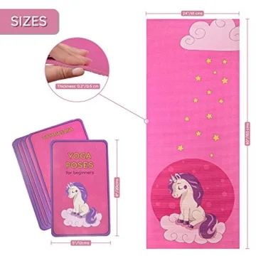 Kids Fun Unicorn Yoga Mat Set - Chemical Free & Non-Slip