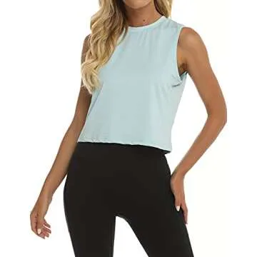 LURANEE Crop Top Workout Shirts for Women in Blue