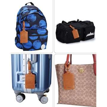 Teskyer Premium PU Leather Luggage Tags 3 Pack