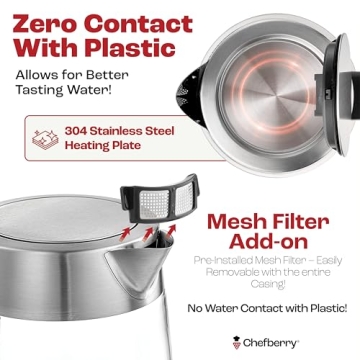 Electric Kettle for Boiling Hot Tea & Water | 1.8L Stainless Steel Borosilicate Glass Boiler With No...