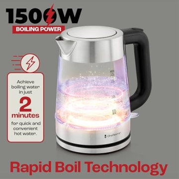Electric Kettle Boiling Hot Tea & Water 1.8L Stainless Steel