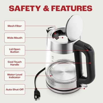 Electric Kettle Boiling Hot Tea & Water 1.8L Stainless Steel