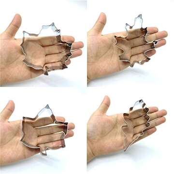 LILIAO Leaf Cookie Cutter Set - 7 Pieces - Maple Leaf, Rose Leaf, Ivy Leaf, Oak Leaf - Stainless Steel