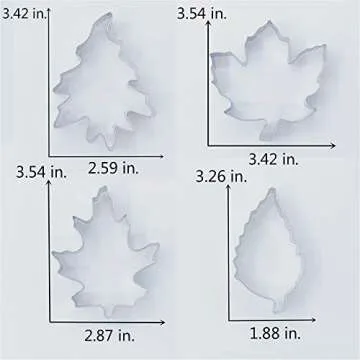 LILIAO Leaf Cookie Cutter Set - 7 Pieces - Maple Leaf, Rose Leaf, Ivy Leaf, Oak Leaf - Stainless Steel