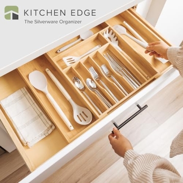 Premium Bamboo Silverware Organizer for Kitchen Drawers