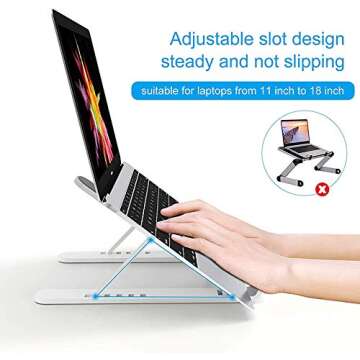 CityFarmer Portable Laptop Stand, Laptop Riser with Adjustable Viewing Angles, Ergonomic Laptop Stand, Foldable Laptop Stand, Compatible with 10-15.6" Laptops, Tablets, iPad, Phones and Notebooks