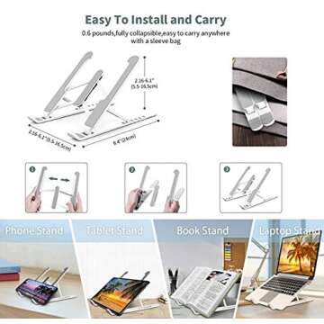 CityFarmer Portable Laptop Stand, Laptop Riser with Adjustable Viewing Angles, Ergonomic Laptop Stand, Foldable Laptop Stand, Compatible with 10-15.6" Laptops, Tablets, iPad, Phones and Notebooks